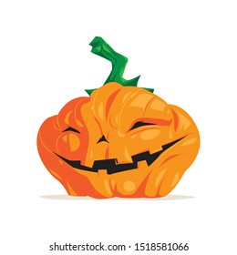 Happy halloween. Cartoon style smiling pumpkin isolated on white background. Vector illustration