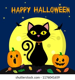 Greeting Halloween Card Cute Cartoon Bat Stock Vector (Royalty Free ...