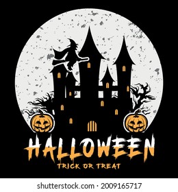 Happy Halloween cat t shirt design with vector background.skull. quote typography hand drawn style. Trick or treat shirt. horror t-shirts. Halloween costumes.funny, tee.