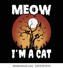 Happy Halloween cat t-shirt design 