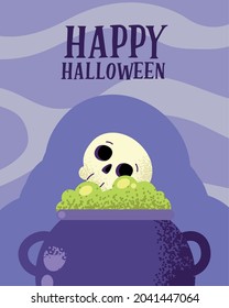 happy halloween celebration with cauldron