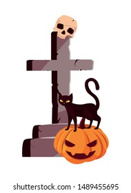 happy halloween celebration design vector ilustration