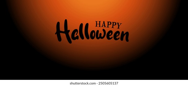 Happy Halloween celebration on orange moon. Vector illustration.