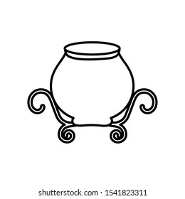 happy halloween celebration potion cauldron ornament vector illustration thick line