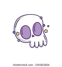 happy halloween celebration scary skull cartoon vector illustration