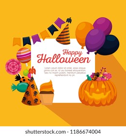happy halloween celebration set icons
