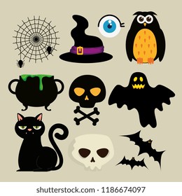 happy halloween celebration set icons
