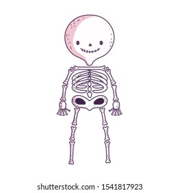 happy halloween celebration skeleton cartoon character vector illustration