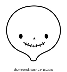 happy halloween celebration skeleton face costume vector illustration line style