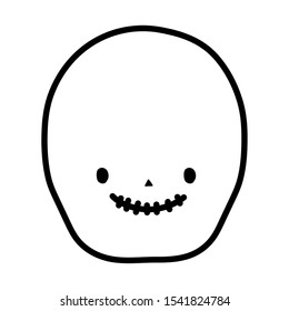happy halloween celebration smiling skull cartoon vector illustration line style