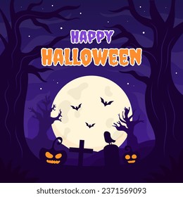 Happy Halloween Celebration Template for Greeting Card, Invitation, or Social Media Post