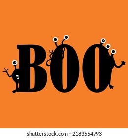 Happy halloween celebration vector illustration. Boo text. Only one single word. 