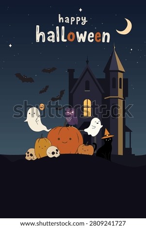 Happy Halloween celebration vertical poster graphic illustration have blank space.