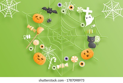 Happy Halloween celebrations in paper cut style. 