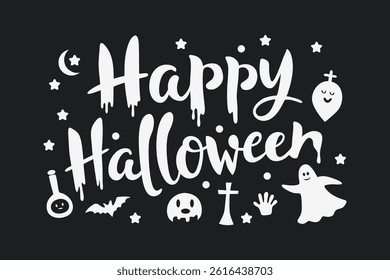 Happy Halloween Chalkboard Style Typography Vector Design