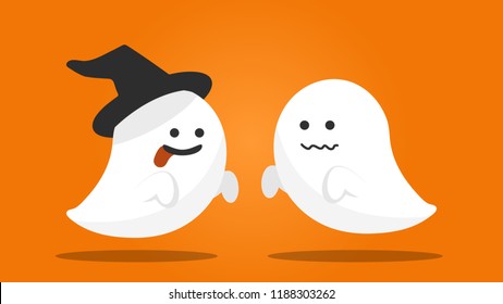 Happy Halloween, Halloween Character, Cute Ghost Characters, Vector illustration.