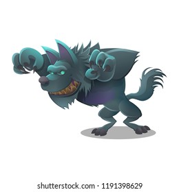 Happy Halloween character - cute werewolf isolated on white background. Vector illustration.