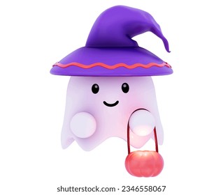 Happy Halloween character on a white background. 3d Vector illustration