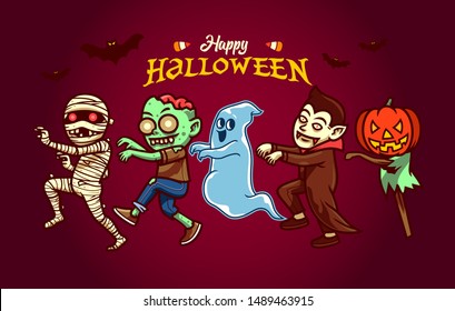 Happy halloween character vector illustration