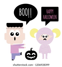 Happy Halloween characters. Halloween kids vector illustration