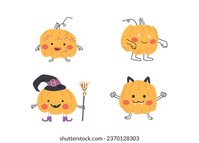 happy halloween characters - pumkin in costumes