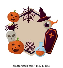 happy halloween circular frame