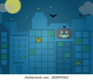 happy Halloween in the city vector