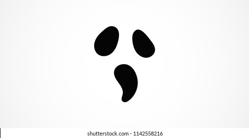 Happy Halloween Clean White Background With Face Of Ghost. Vector Design