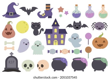 Happy Halloween clipart. A set of cute halloween illustrations and design elements