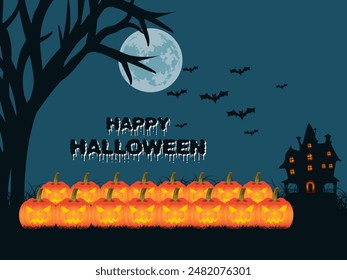 Feliz Halloween con nubes de fondo de noche ilustración de diseño