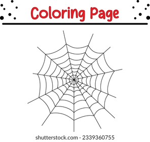 Happy Halloween cobweb coloring page for children.