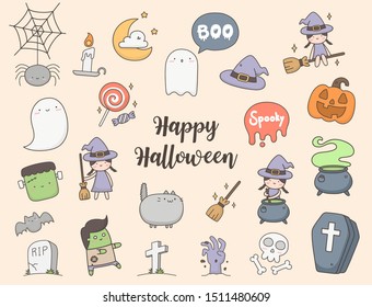 Happy halloween collection. Cute doodle illustration related to Halloween. 