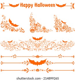 Happy Halloween! Collection of design elements isolated on White background. Vector illustration 