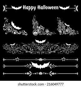 Happy Halloween! Collection of design elements isolated on black background. Vector illustration 