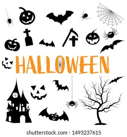 Happy Halloween collection, Halloween icon design background, Vector illustration.