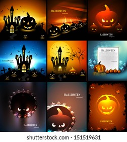 Happy halloween collection presentation bright colorful design vector illustration