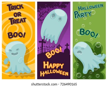 Happy Halloween colorful set with Ghost and background.Vector illustration.