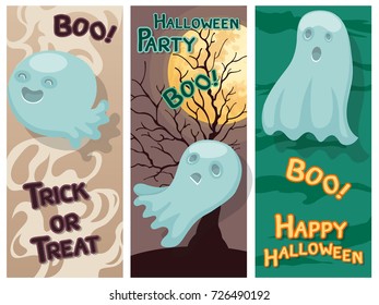 Happy Halloween colorful set with Ghost and background.Vector illustration.