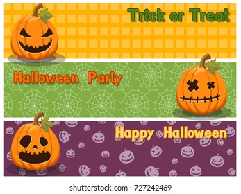 Happy Halloween colorful set with Pumpkin and background.Vector illustration.