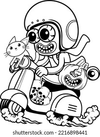 Happy Halloween coloring book with funny rider