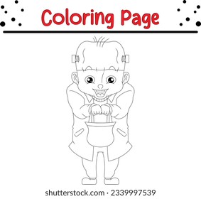 happy Halloween coloring page for children.
