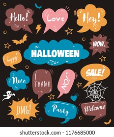 Happy Halloween with comic bubble speech
