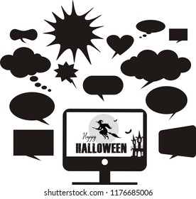Happy Halloween with comic bubble speech