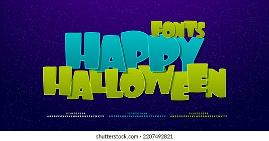 Happy-Halloween-Comics-Schriftart. Konzept für das Design von Typografie-Comic-Logos oder Filmfonts. Vektorgrafik