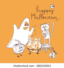 Happy Halloween Company magic Ghost cat pumpkin potion