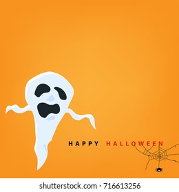 Happy halloween concept with ghost, vector illustration