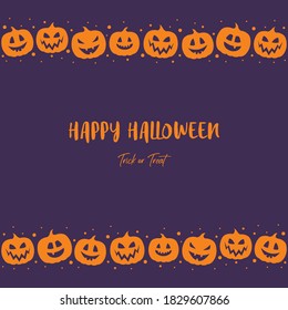 Happy Halloween. Concept of greeting card with scary pumpkins. Vector