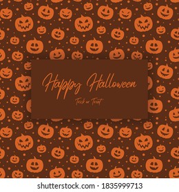 Happy Halloween. Concept of greeting card with scary pumpkins. Vector