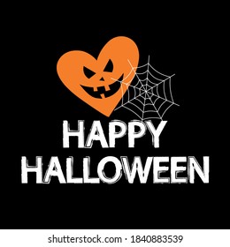 Happy Halloween concept with heart and web spider