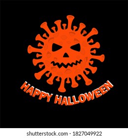 Happy Halloween. The concept of Halloween, icon coronavirus. Vector illustration